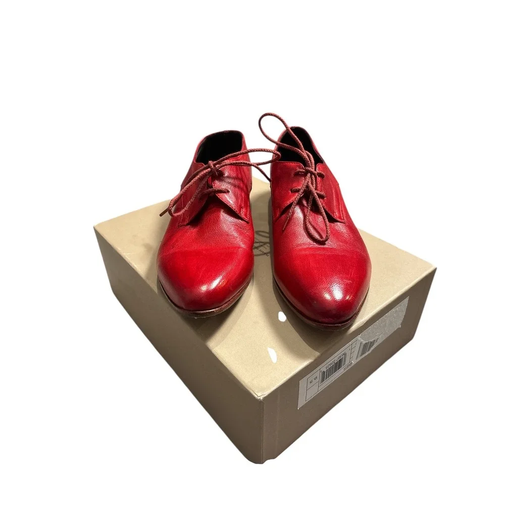 JP David‎ Red Leather Wingtip Oxford Shoes Made in Italy androgynous
